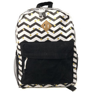 Black & White Gold Polka Dot Book Bag Backpack